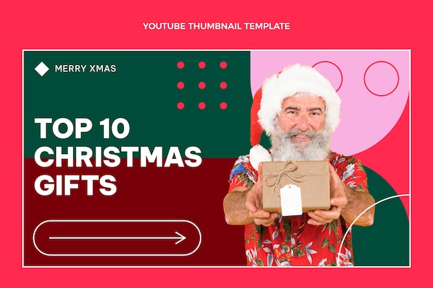 Vetor grátis miniatura plana do youtube de natal