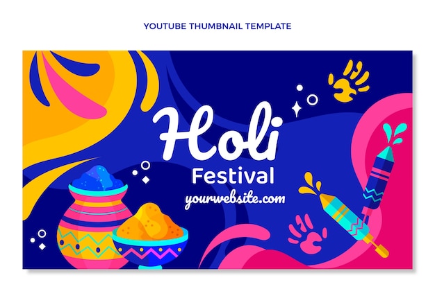 Vetor grátis miniatura plana do youtube holi