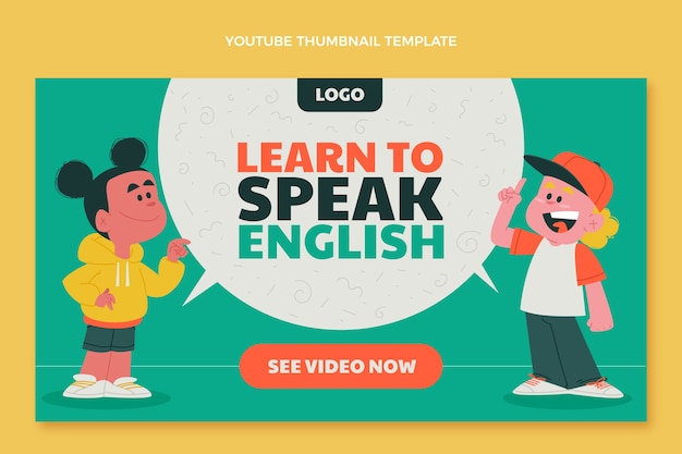 Miniatura plana do youtube para aulas de inglês