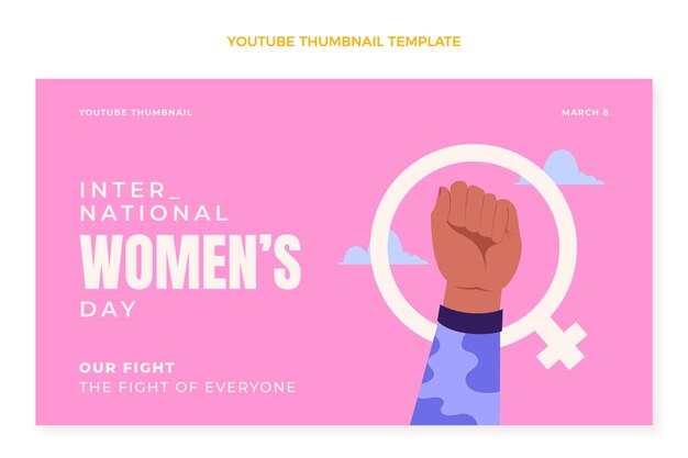 Miniatura plana internacional do youtube do dia da mulher