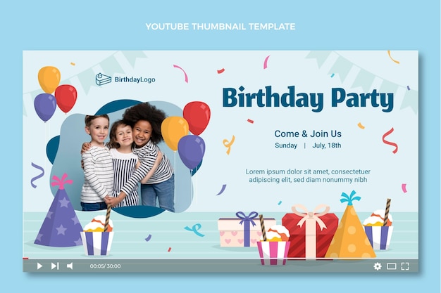 Miniatura plana mínima de aniversário do YouTube