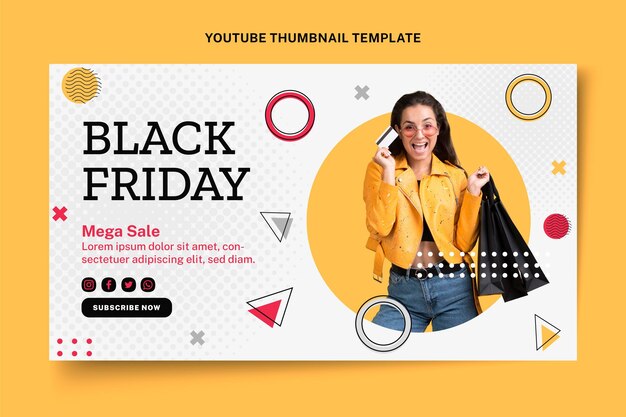 Miniatura preta plana do youtube de sexta-feira