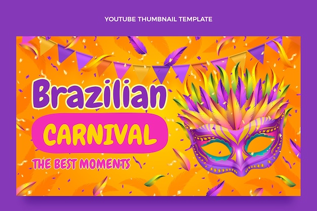 Vetor grátis miniatura realista do youtube de carnaval