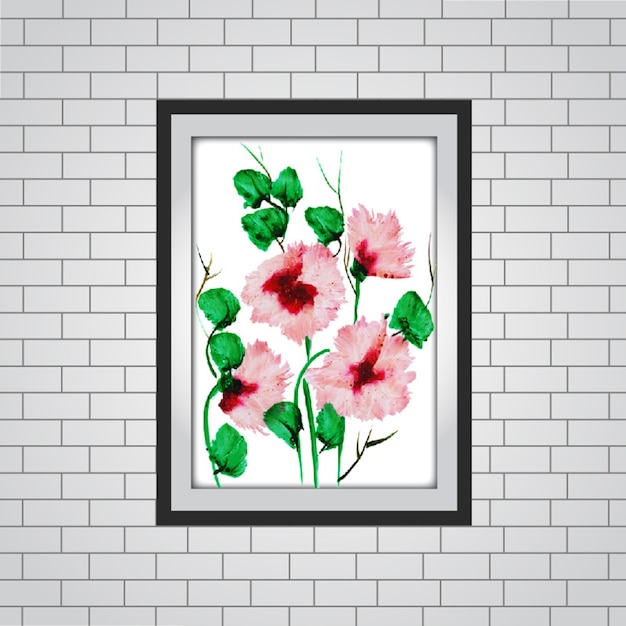 Mockup de moldura floral aquarela