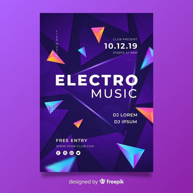 Modelo 3d efeito abstrato música eletrônica poster