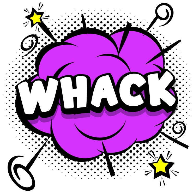 Vetor grátis modelo brilhante whack comic com bolhas do discurso em quadros coloridos