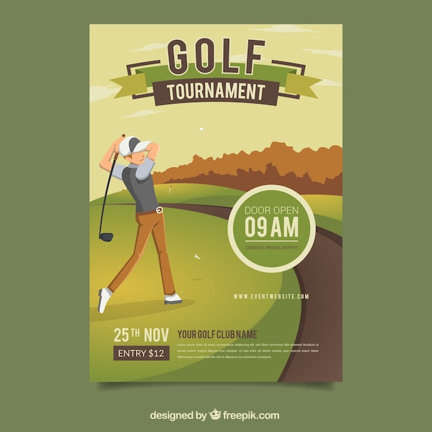 Modelo criativo de poster de golfe