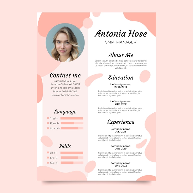 Vetor grátis modelo cv desenhado à mão
