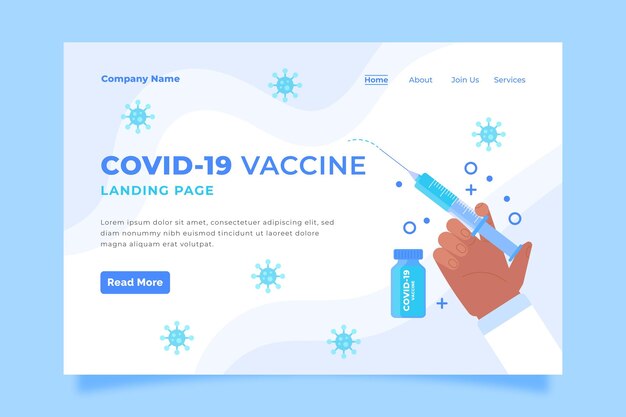 Vetor grátis modelo da web de vacina de coronavírus plano ilustrado