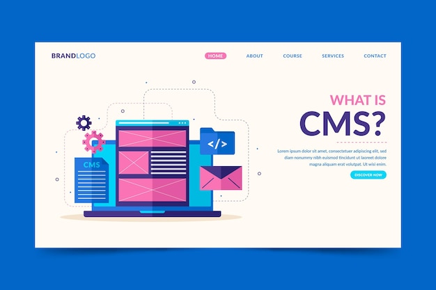 Vetor grátis modelo da web do conceito de cms ilustrado