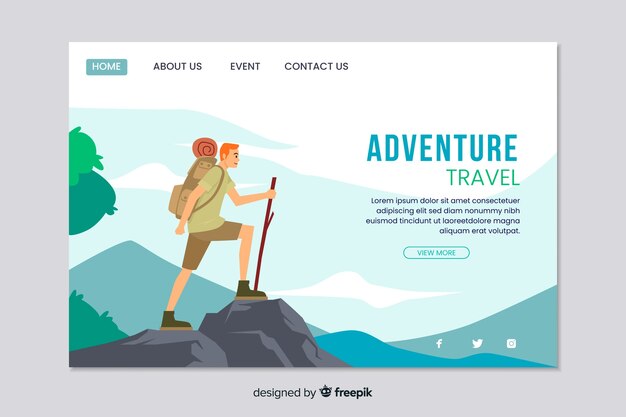 Modelo da Web para página de destino de aventura