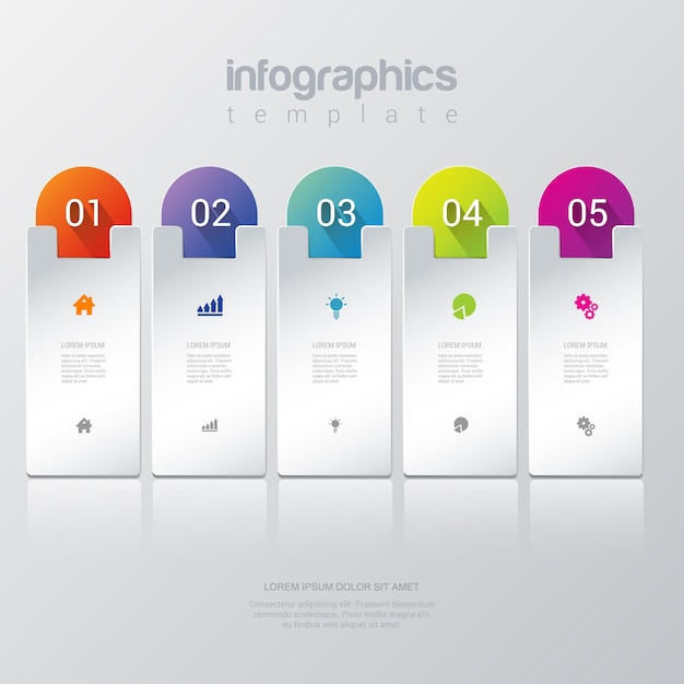 Modelo de 5 infográficos simples e elegante.