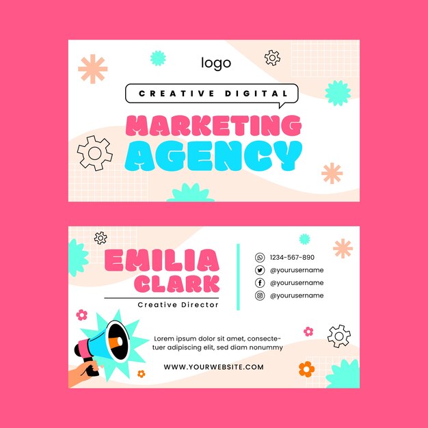 Modelo de agência de marketing de design plano