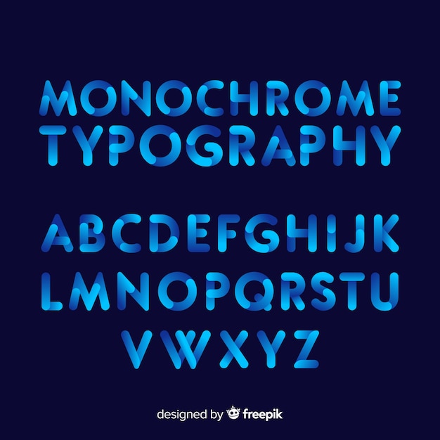 Modelo de alfabeto de tipografia gradiente