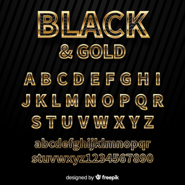 Vetor grátis modelo de alfabeto dourado