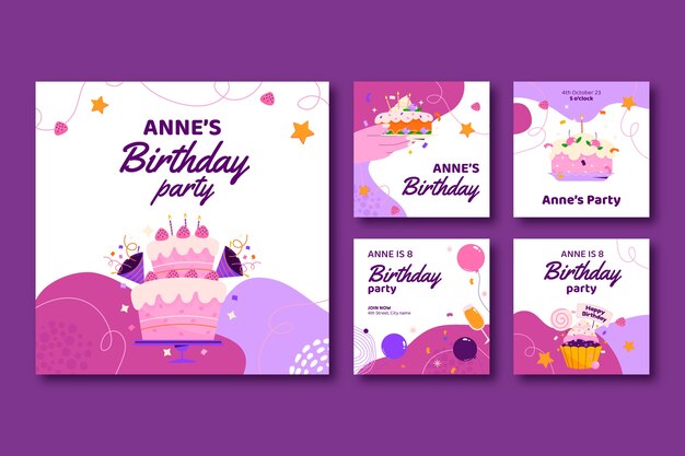 Modelo de aniversário desenhado à mão