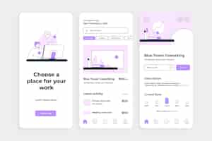 Vetor grátis modelo de aplicativo de coworking de design plano