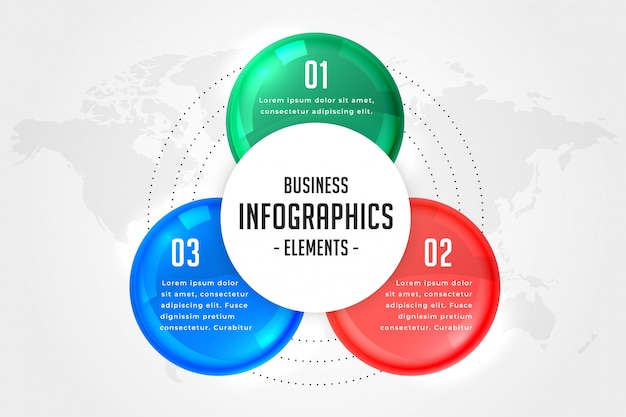 Modelo de apresentação de infográficos de três etapas