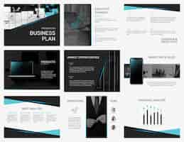 Vetor grátis modelo de apresentação de negócios editável em conjunto de design moderno