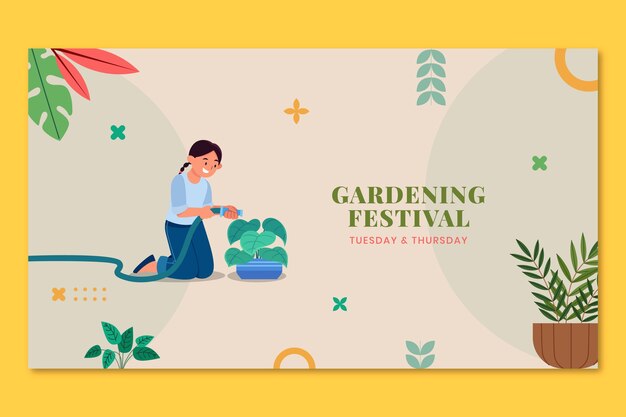 Modelo de arte de canal do youtube de jardinagem desenhada à mão