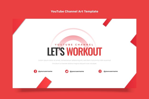 Modelo de arte de canal do youtube design plano fitness