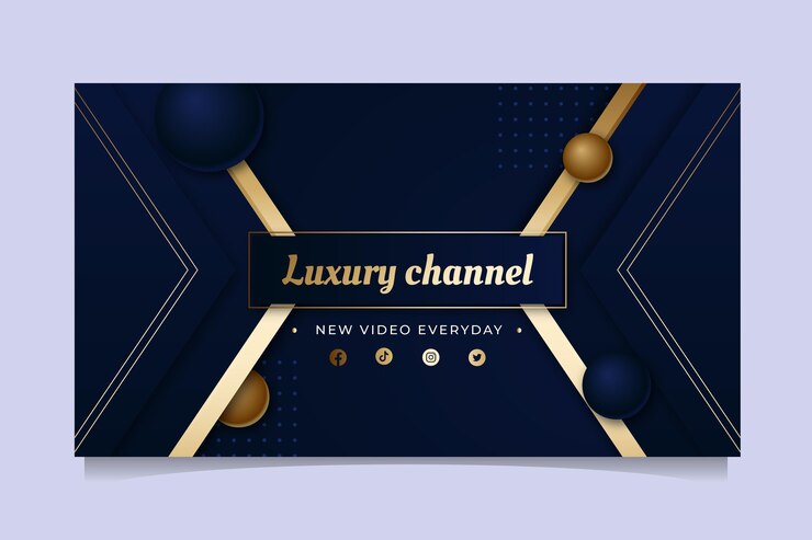 Vetor grátis modelo de arte do canal do youtube de luxo dourado gradiente