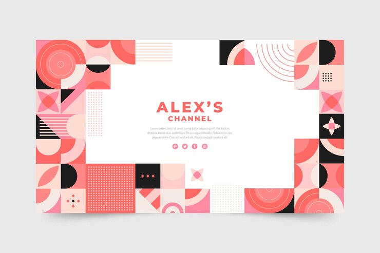 Vetor grátis modelo de arte do canal do youtube em mosaico plano