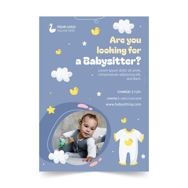 Modelo de babá desenhado à mão