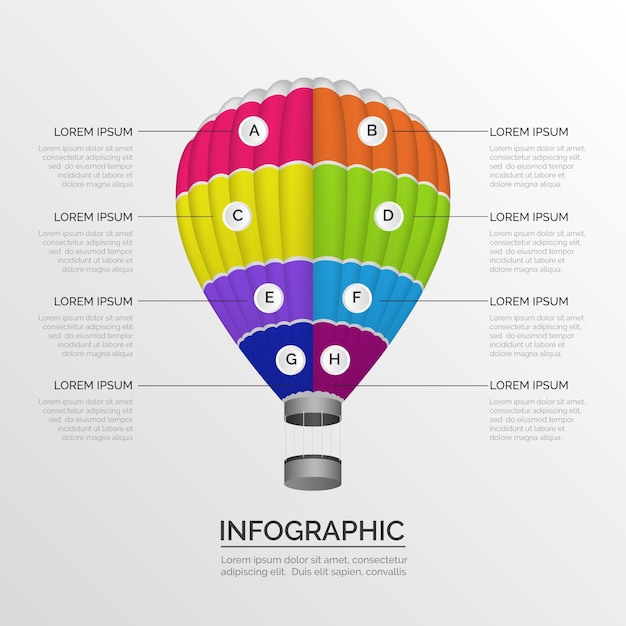 Modelo de balão realista para infográfico