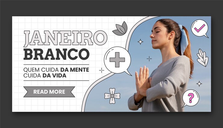 Vetor grátis modelo de bandeira horizontal desenhada à mão janeiro branco