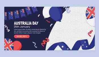 Vetor grátis modelo de bandeira horizontal do dia da austrália desenhado à mão