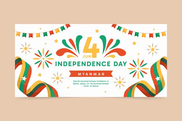 Modelo de bandeira horizontal do dia da independência de Mianmar