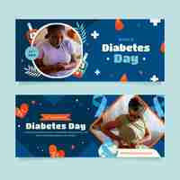 Vetor grátis modelo de bandeira horizontal do dia mundial da diabetes