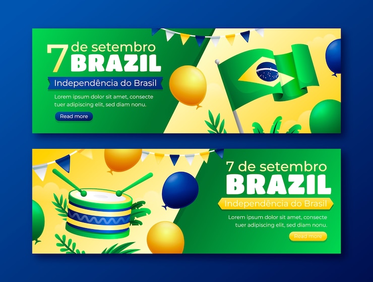 Vetor grátis modelo de bandeira horizontal gradiente para a celebração do dia da independência do brasil