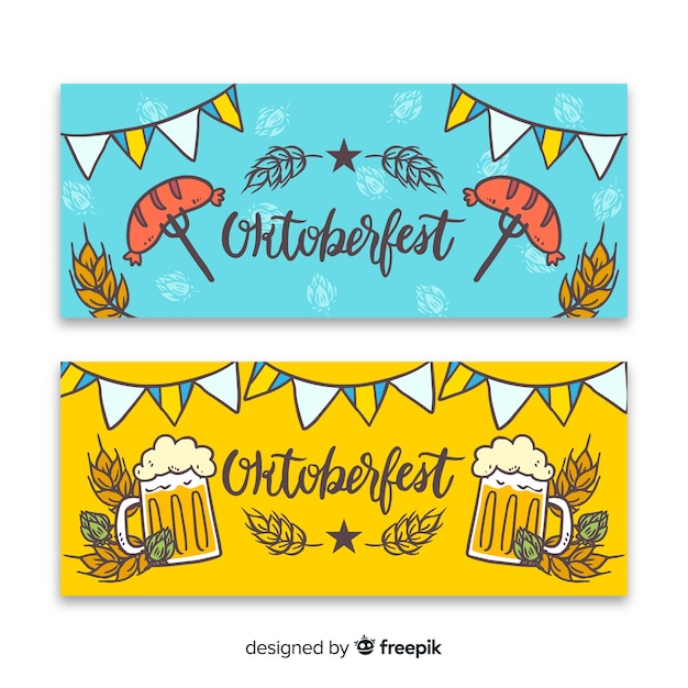 Modelo de bandeiras de mão desenhada oktoberfest