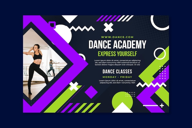 Vetor grátis modelo de banner da academia de dança