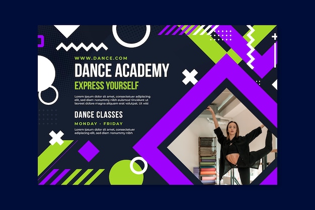 Vetor grátis modelo de banner da academia de dança