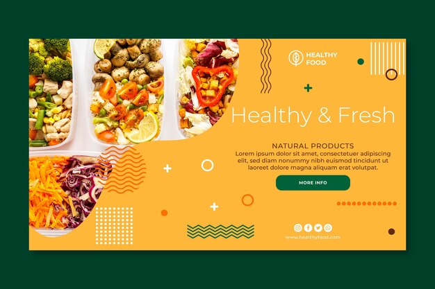 Modelo de banner de alimentos biológicos e saudáveis