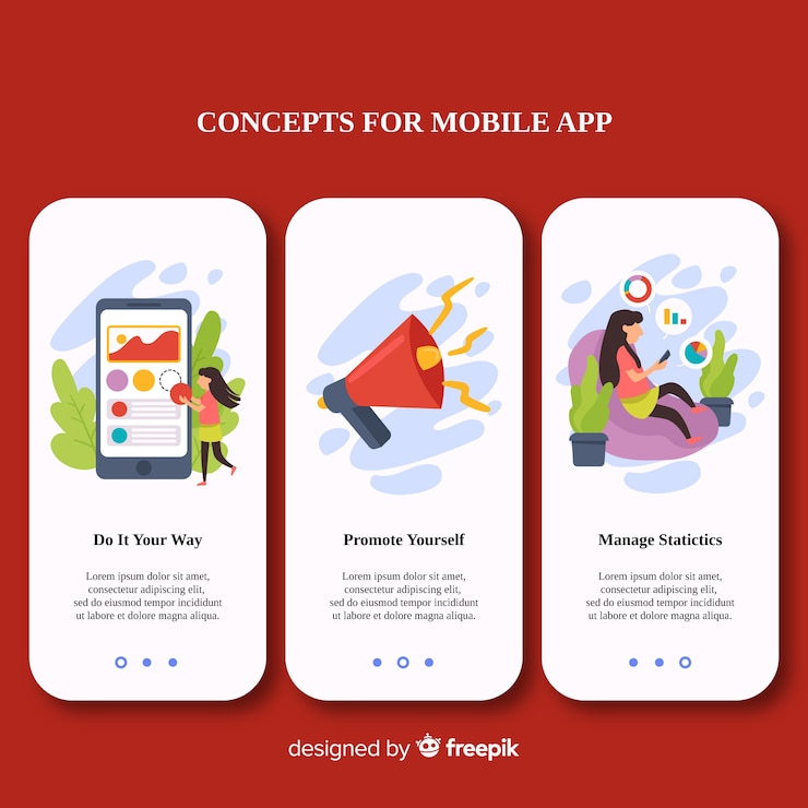 Vetor grátis modelo de banner de app móvel desenhada de mão