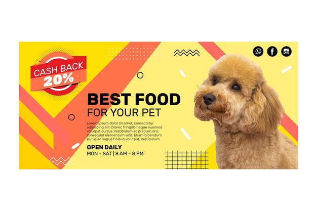 Modelo de banner de comida animal