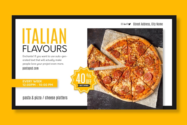 Vetor grátis modelo de banner de comida italiana
