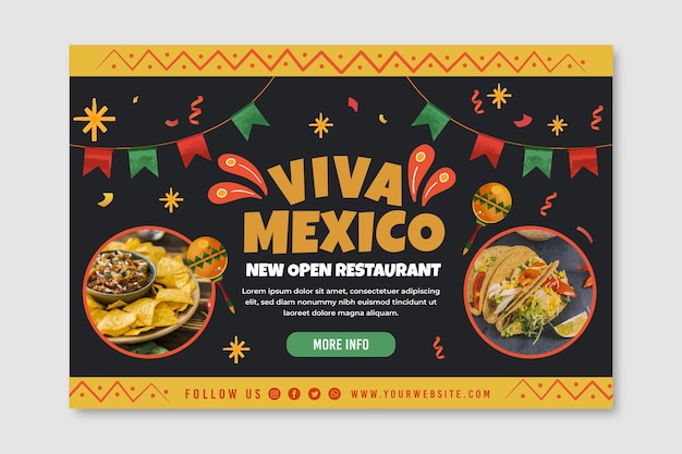 Modelo de banner de comida mexicana com foto