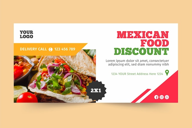 Vetor grátis modelo de banner de comida mexicana