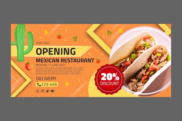 Vetor grátis modelo de banner de comida mexicana