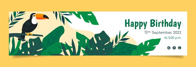 Modelo de banner de contração de aniversário da selva desenhado à mão