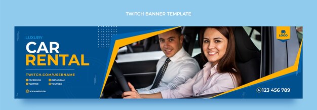 Modelo de banner de contração do aluguel de automóveis em design plano