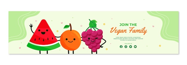 Modelo de banner de contração do dia vegano do mundo plano