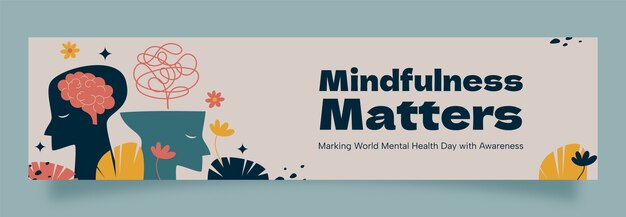 Modelo de banner de contração plana para o Dia Mundial da Saúde Mental