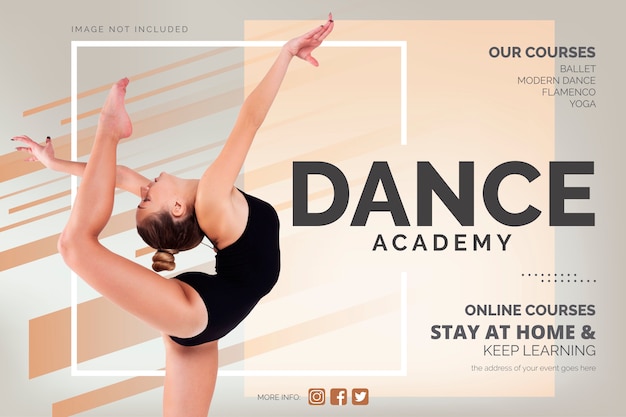 Vetor grátis modelo de banner de cursos de dança online