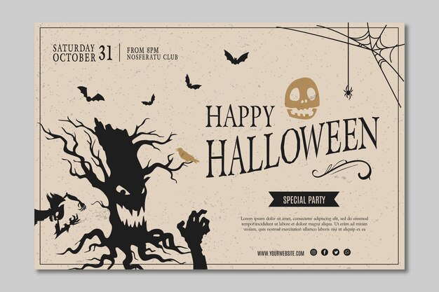 Modelo de banner de festa de Halloween